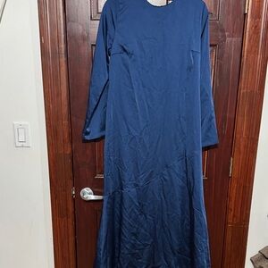 Elegant Navy Blue Long Sleeve Dress
